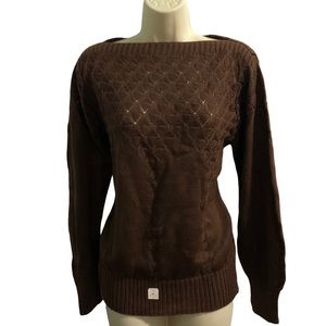 NWT Vintage 1980s Harot Acrylic Women’s Brown Boatneck Sweater Med USA Deadstock